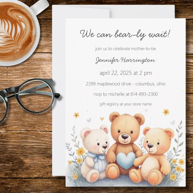 We Can Bear-ly Wait Baby Shower Invitation Einladung (Von Creator hochgeladen)