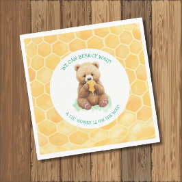 We Can Bear-ly Wait! Bear and Honey Baby Shower Serviette