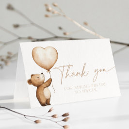 We Can Bearly Wait Baby Shower Beige Thank You Dankeskarte