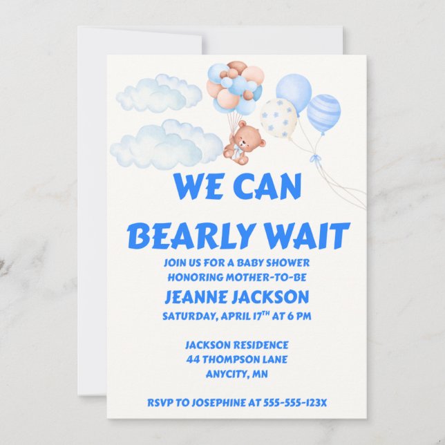 We Can Bearly Wait Baby Shower Einladung (Vorderseite)