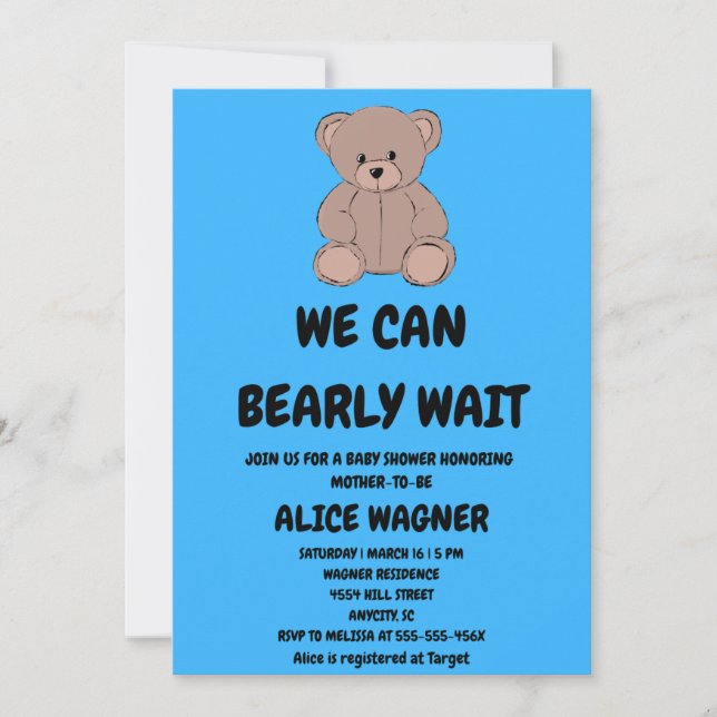 We Can Bearly Wait Baby Shower Einladung (Vorderseite)
