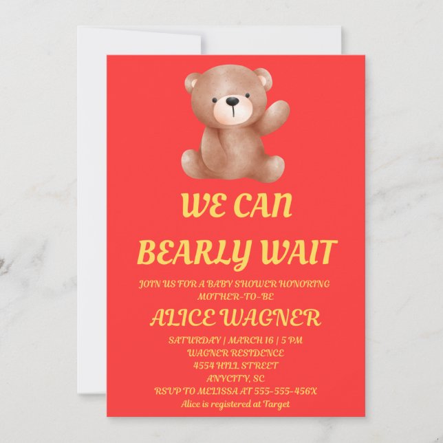 We Can Bearly Wait Baby Shower Einladung (Vorderseite)