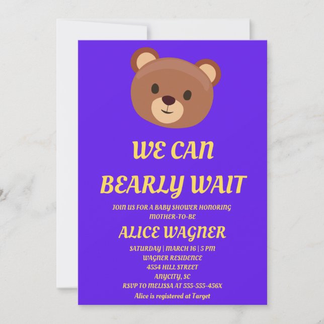 We Can Bearly Wait Baby Shower Einladung (Vorderseite)