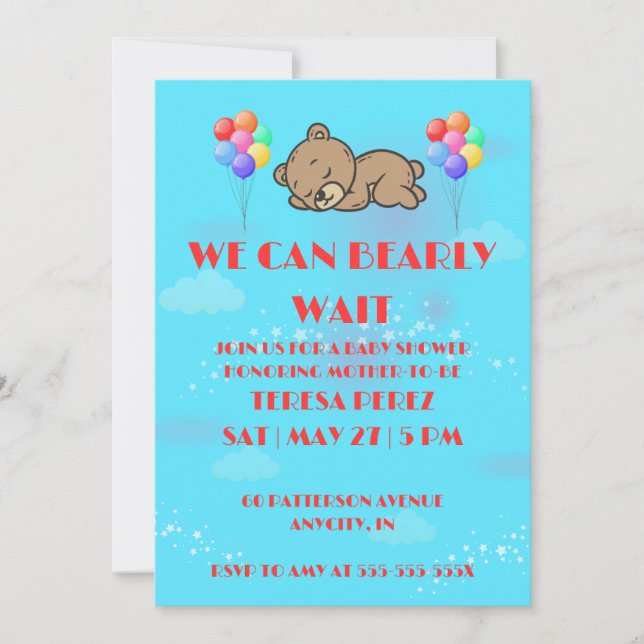 We Can Bearly Wait Baby Shower Einladung (Vorderseite)