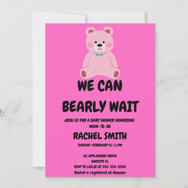 We Can Bearly Wait Baby Shower Einladung (Vorderseite)
