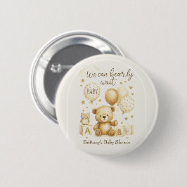 We Can Bearly Wait Baby Shower Invitation Button