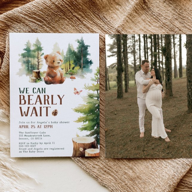 We Can Bearly Wait Baby Shower Invitation Photo Einladung (Von Creator hochgeladen)