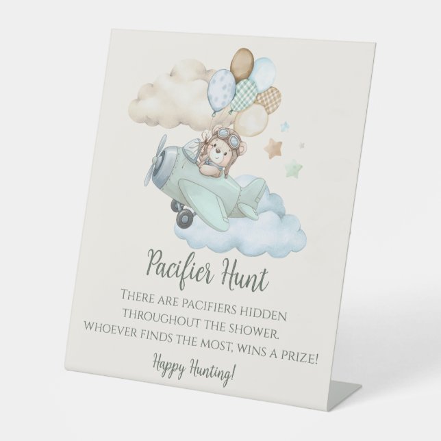 We Can Bearly Wait Baby Shower Pacifier Hunt Game Sockelschild (Vorderseite)