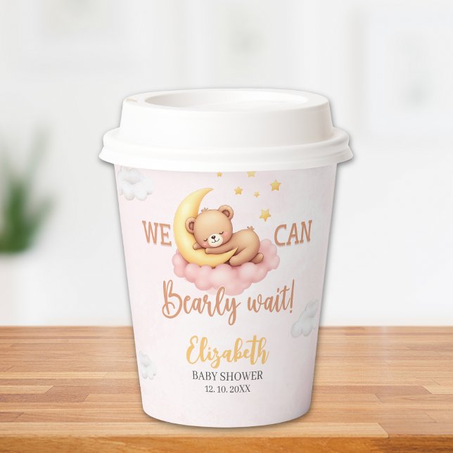 We Can Bearly Wait Baby Shower – Pink Color Pappbecher (Von Creator hochgeladen)