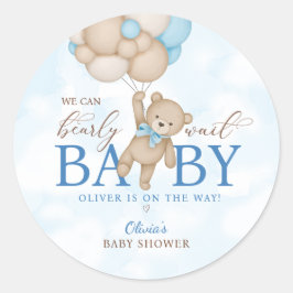 We Can Bearly Wait Baby Shower Runder Aufkleber