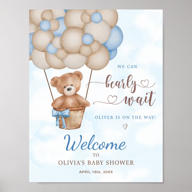 We Can Bearly Wait Baby Shower Welcome Sign Poster (Vorne)