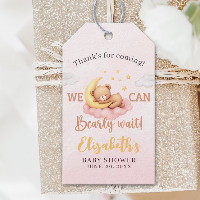 We can Bearly wait - Bear Baby shower for Girl Geschenkanhänger (Von Creator hochgeladen)