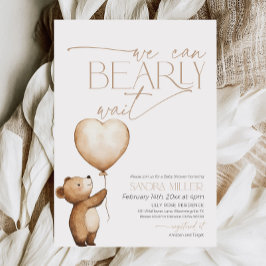 We Can Bearly Wait Bear Balloon Baby Shower Einladung
