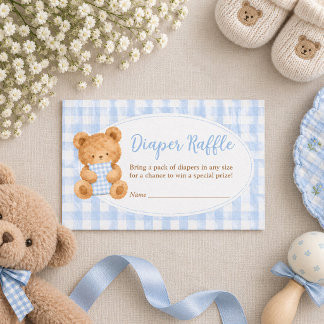 We Can Bearly Wait Bear Boy Baby Diaper Raffle Mitteilungskarte