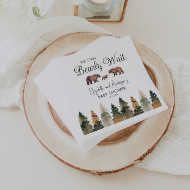 We Can Bearly Wait Bear Fall Baby Shower Serviette (Von Creator hochgeladen)