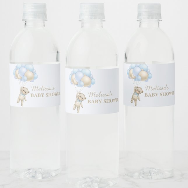 We can bearly wait blue balloon water bottle label wasserflaschenetikett (Von Creator hochgeladen)