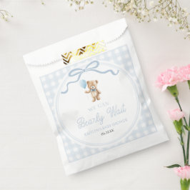 We Can Bearly Wait Blue Teddy Bear Baby Shower Geschenktütchen