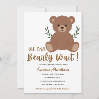 We Can Bearly Wait Boy Baby Shower Invitation Einladung