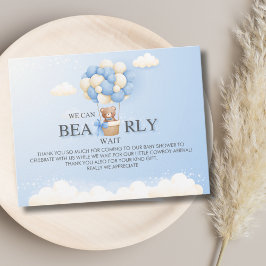We can Bearly Wait Cute Bear Baby Shower Boy Dankeskarte