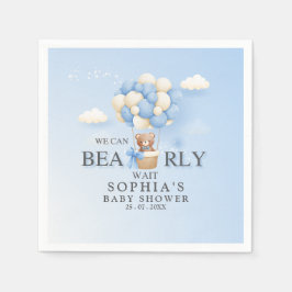 We can Bearly Wait Cute Bear Baby Shower Boy Serviette