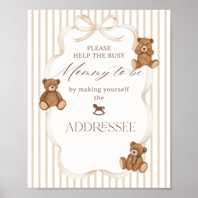 We Can Bearly Wait Elegant Baby Shower addressee Poster (Vorne)