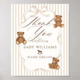 We Can Bearly Wait Elegant Baby Shower Favors Poster