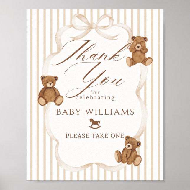 We Can Bearly Wait Elegant Baby Shower Favors Poster (Vorne)
