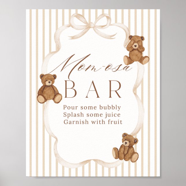 We Can Bearly Wait Elegant Baby Shower momosa Poster (Vorne)
