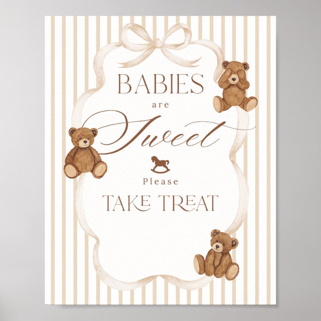 We Can Bearly Wait Elegant Baby Shower sweet bar Poster (Vorne)