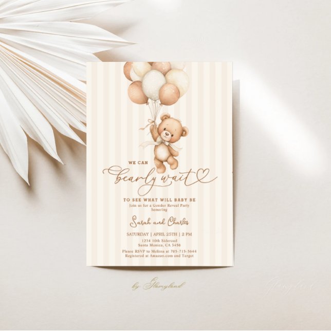 We Can Bearly Wait Gender Reveal Neutral colors Einladung (Von Creator hochgeladen)