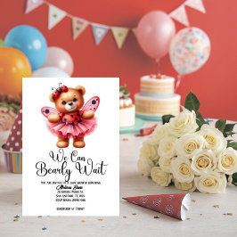 We Can Bearly Wait Girl Baby Shower Invitation Einladung