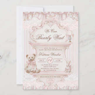 We Can Bearly Wait Nursery Girl Baby Shower Einladung