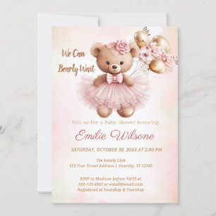 We can bearly wait pink baby shower Einladung