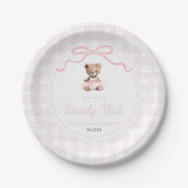 We Can Bearly Wait Pink Teddy Bear Baby Shower Pappteller