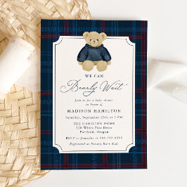 We Can Bearly Wait Plaid Teddy Bear Baby Shower Einladung