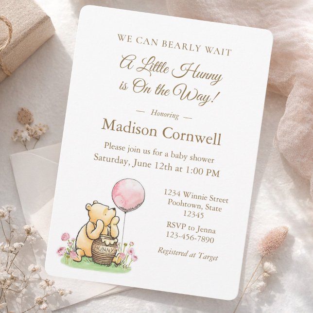 We Can Bearly Wait Pooh Baby Shower Neutral  Einladung (Von Creator hochgeladen)
