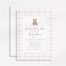 We Can Bearly Wait Preppy Pink Teddy Baby Shower