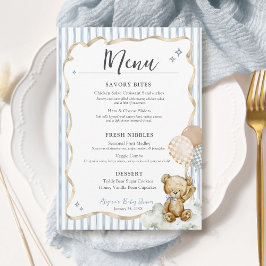 We Can Bearly Wait Teddy Bear Baby Boy Shower Menu Einladung