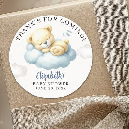 We can Bearly wait - Teddy Bear Baby Shower Boy Runder Aufkleber