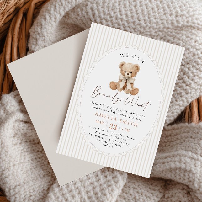 We Can Bearly Wait Teddy Bear Baby Shower Einladung (Von Creator hochgeladen)