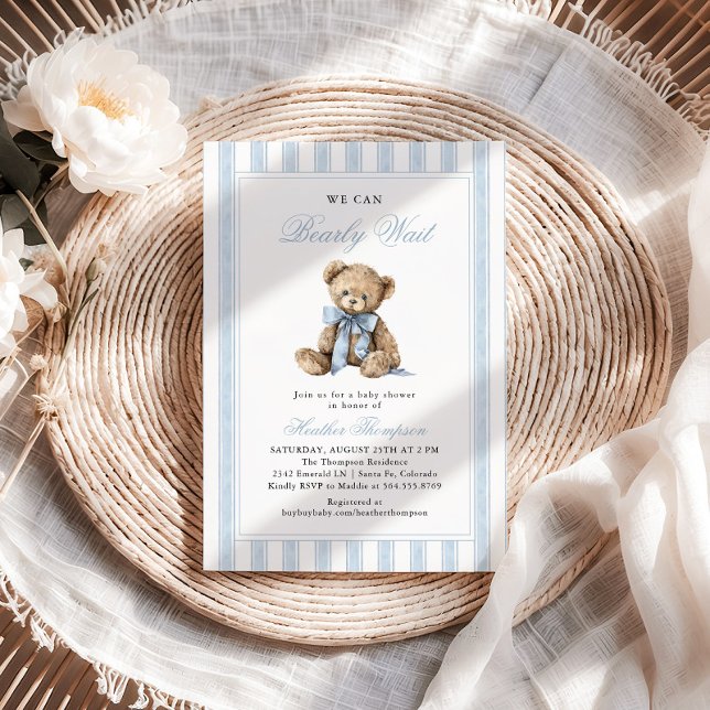 We Can Bearly Wait Teddy Bear Baby Shower Einladung (Von Creator hochgeladen)