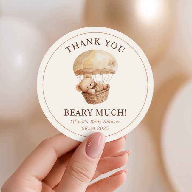 We Can Bearly Wait Teddy Bear Baby Shower Favor Runder Aufkleber (Von Creator hochgeladen)