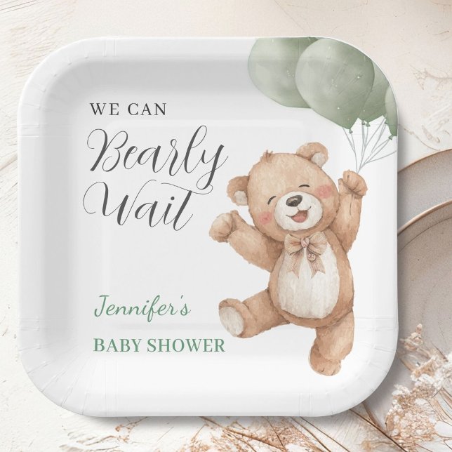We Can Bearly Wait Teddy Bear Baby Shower  Pappteller (Von Creator hochgeladen)