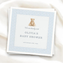 We Can Bearly Wait Teddy Bear Baby Shower Party Serviette