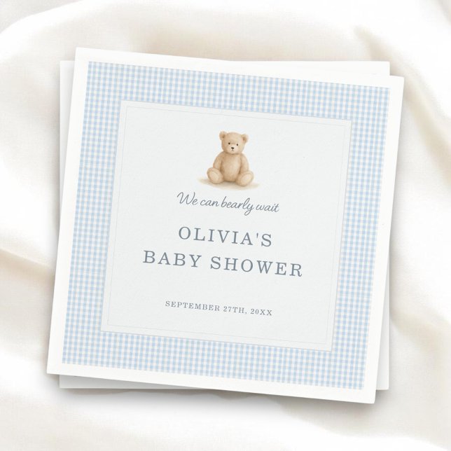 We Can Bearly Wait Teddy Bear Baby Shower Party Serviette (Von Creator hochgeladen)