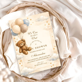 We Can Bearly Wait Teddy Bear Balloon Baby Shower Einladung