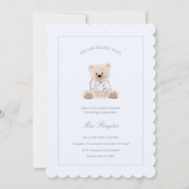We Can Bearly Wait Teddy Bear Blue Baby Shower Einladung