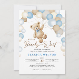 We Can Bearly Wait Teddy Bear Boy Baby Shower Einladung