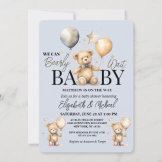 We Can Bearly Wait Theme Baby Shower Invitation Einladung