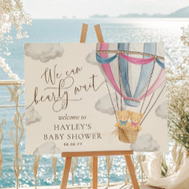 We Can Bearly Wait Twins Baby Shower Welcome Poster